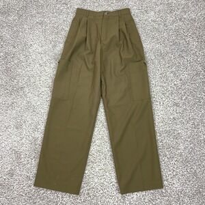 Zara Pants Womens XS Green Cargo High Rise Straight Leg Twill Utility Career